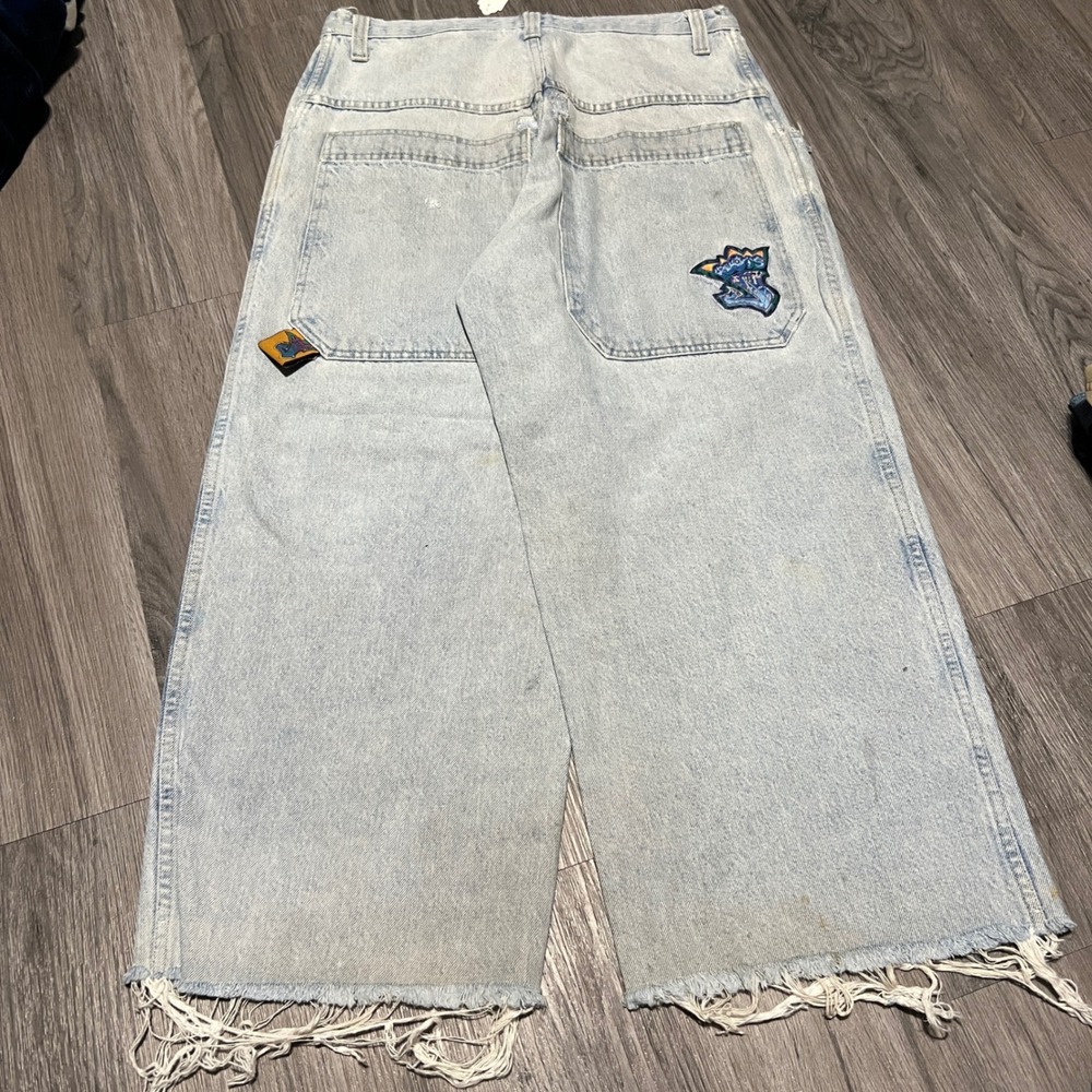 Vintage JNCO Jeans Light Wash Wide Leg Baggy crosstowns 34x26 Distressed y2k